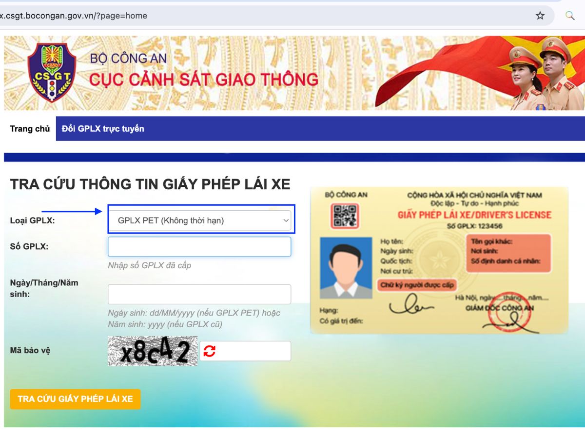 Tra cứu giấy phép lái xe ô tô